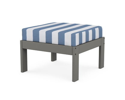 POLYWOOD® Vineyard Modular Ottoman in Slate Grey / Cabana Stripe Sky Blue