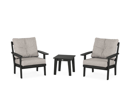 POLYWOOD® Prairie 3-Piece Deep Seating Set in Black / Weathered Tweed