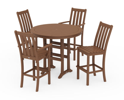POLYWOOD® Vineyard 5-Piece Nautical Trestle Bar Set in Teak