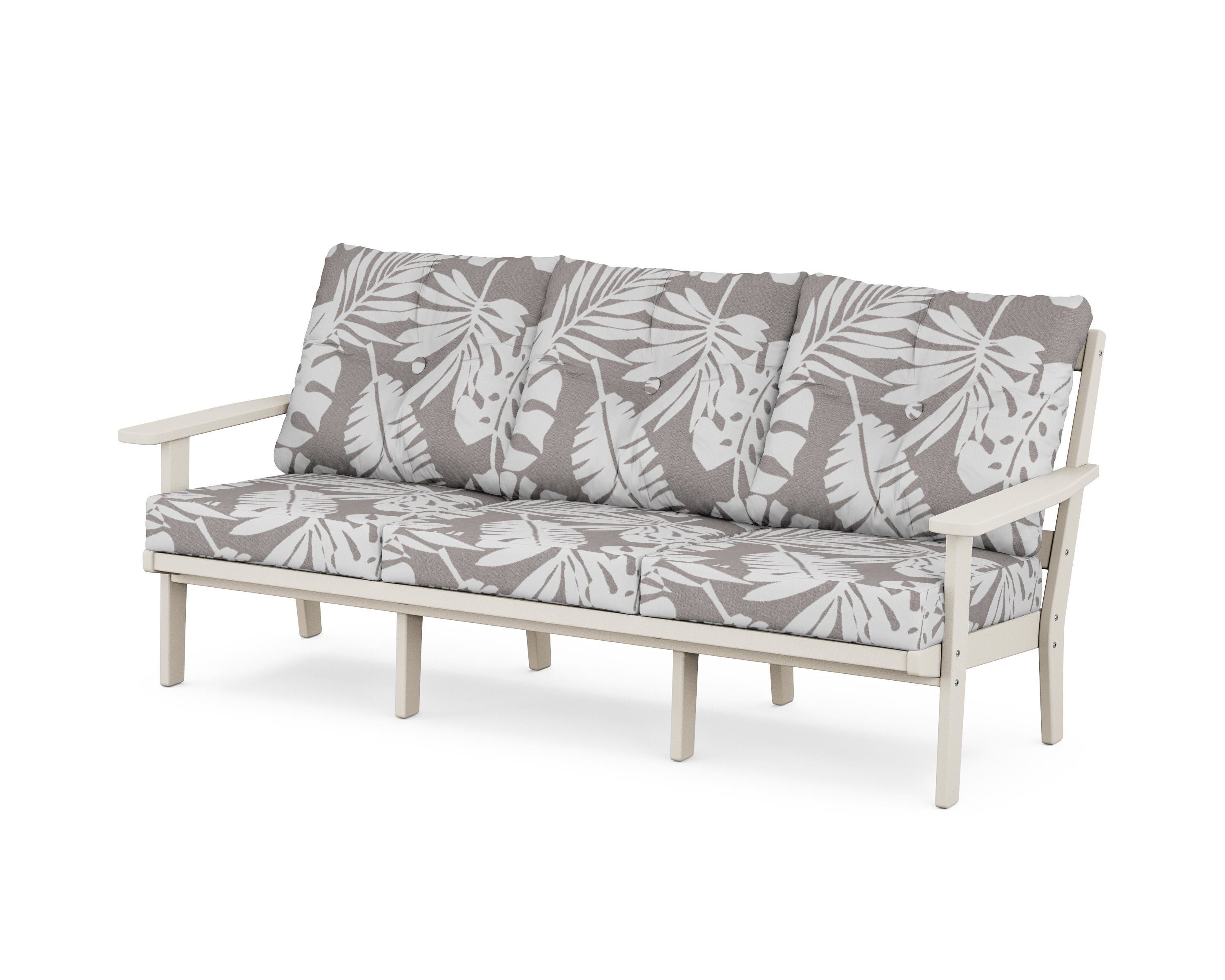 POLYWOOD® Prairie Deep Seating Sofa in Sand / Leaf Grey Mist