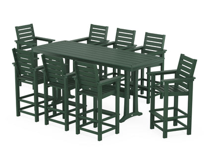 POLYWOOD® Captain 9-Piece Bar Set with Trestle Legs in Green