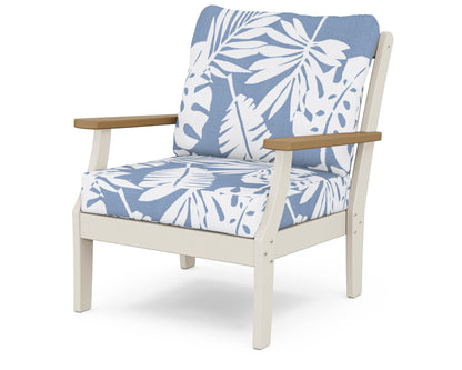 POLYWOOD® Braxton Deep Seating Chair in Sand / Natural / Leaf Sky Blue