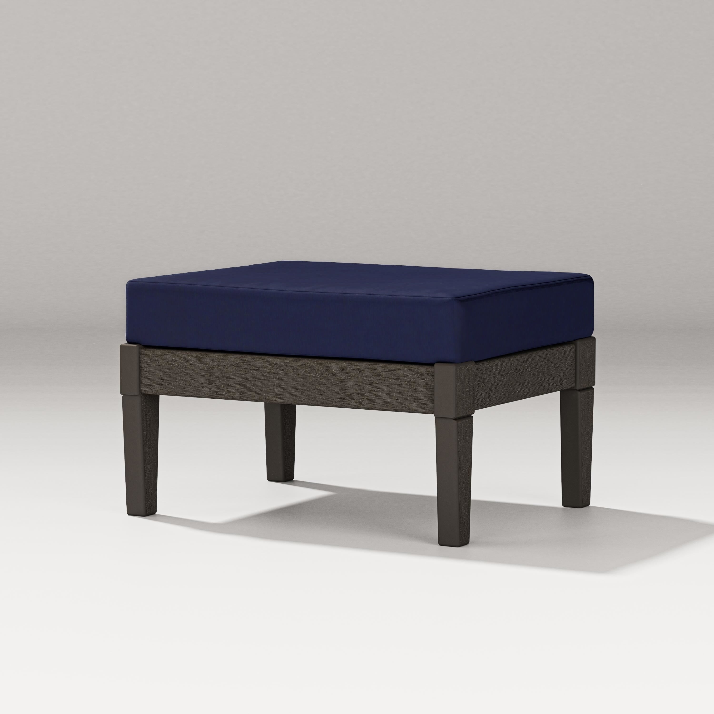 PW Designer Series Estate Lounge Ottoman in Vintage Coffee / Navy