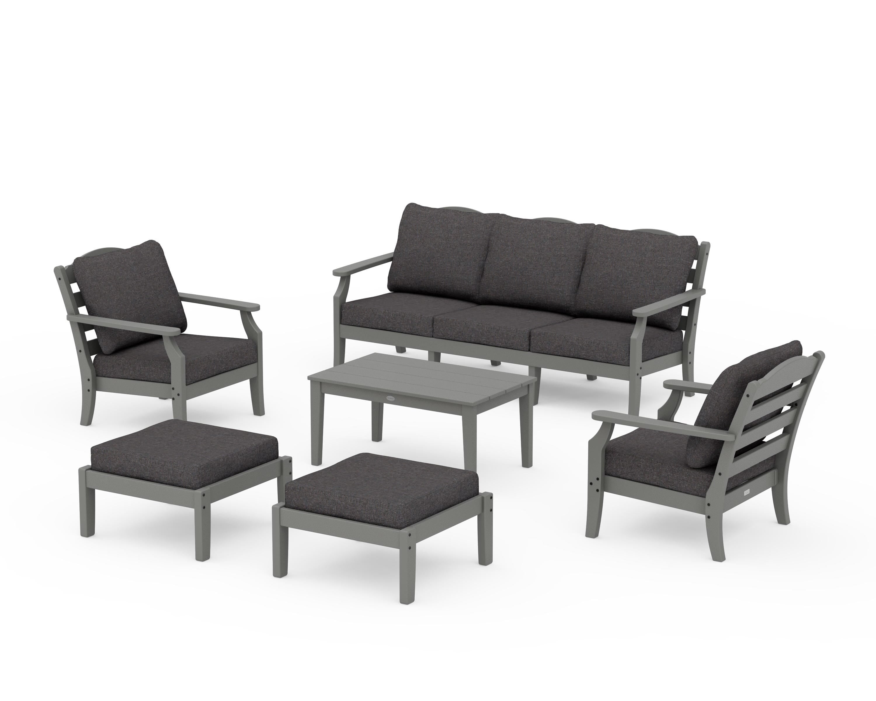 Draper James™ by  POLYWOOD® Savannah 6-Piece Lounge Sofa Set in Slate Grey / Ash Charcoal
