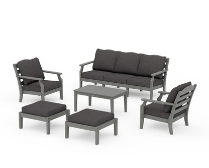 Draper James™ by  POLYWOOD® Savannah 6-Piece Lounge Sofa Set in Slate Grey / Ash Charcoal
