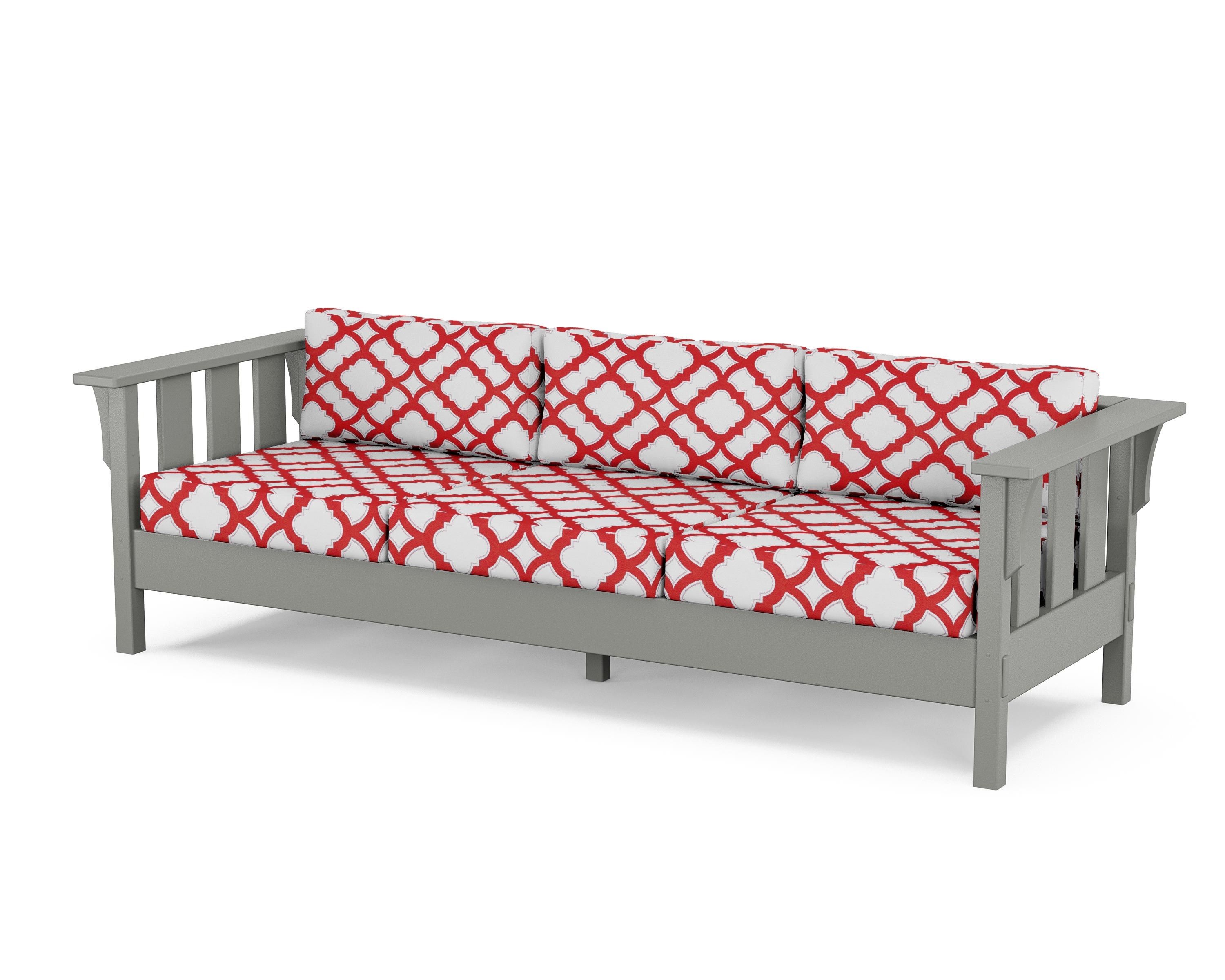 Martha Stewart by POLYWOOD® Acadia Deep Seating Sofa in Slate Grey / Trellis Crimson