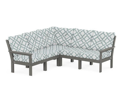 POLYWOOD® Vineyard 5-Piece Sectional in Slate Grey / Trellis Glacier Spa
