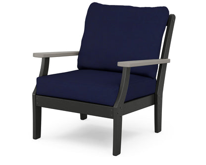 POLYWOOD® Braxton Deep Seating Chair in Black / Driftwood / Navy