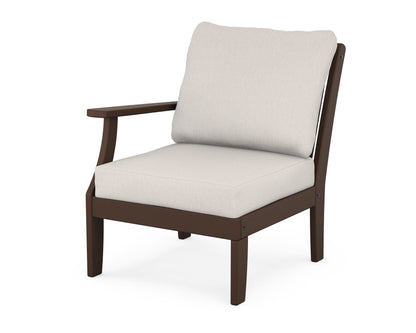 POLYWOOD® Braxton Modular Left Arm Chair in Mahogany / Cast Ash