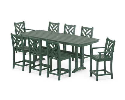 POLYWOOD® Chippendale 9-Piece Counter Set with Trestle Legs in Green