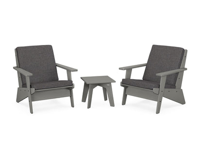 POLYWOOD® Riviera Modern Lounge 3-Piece Set in Slate Grey / Ash Charcoal