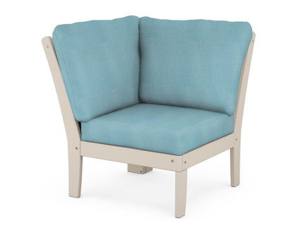 POLYWOOD® Braxton Modular Corner Chair in Sand / Lattice Sky Blue