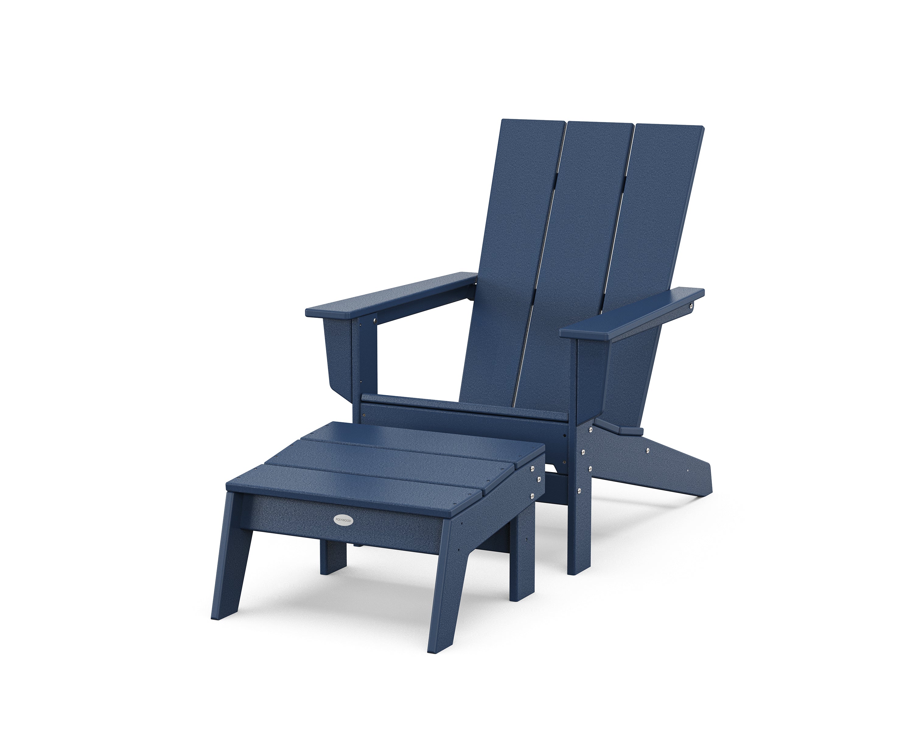 POLYWOOD® Modern Studio Adirondack Chair with Ottoman in Navy