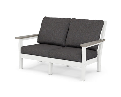 POLYWOOD® Chippendale Deep Seating Loveseat in White / Driftwood / Ash Charcoal