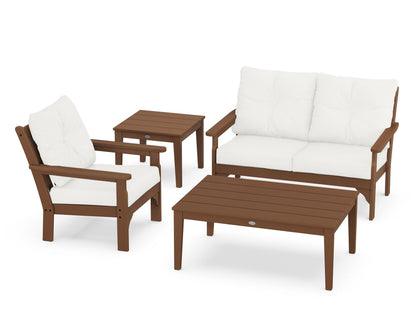 POLYWOOD® Vineyard 4-Piece Deep Seating Set in Teak / Natural Linen