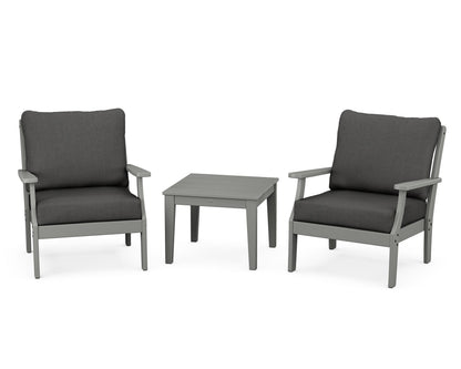 POLYWOOD® Braxton 3-Piece Deep Seating Set in Slate Grey / Spectrum Carbon
