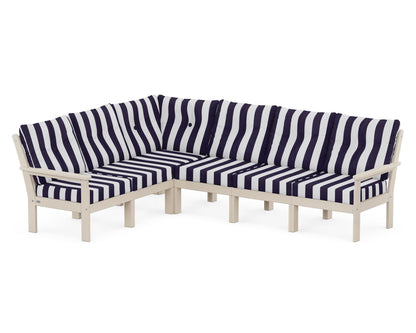 POLYWOOD® Vineyard 6-Piece Sectional in Sand / Cabana Stripe Navy