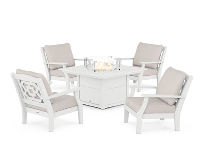 Chinoiserie 5-Piece Deep Seating Set with Fire Pit Table