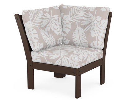 POLYWOOD® Vineyard Modular Corner Chair in Mahogany / Leaf Dune Burlap