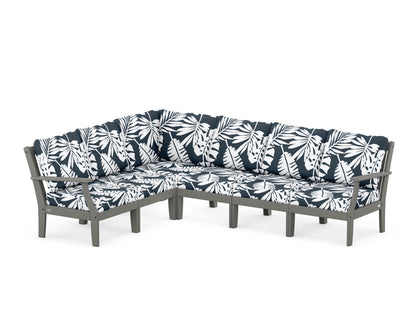 POLYWOOD® Braxton Modular 6-Piece Deep Seating Set in Slate Grey / Leaf Marine Indigo