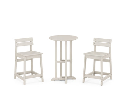 POLYWOOD® Modern Studio Plaza Lowback 3-Piece Bistro Counter Set in Sand