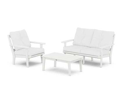 POLYWOOD® Oxford 3-Piece Deep Seating Set with Loveseat in White / Natural