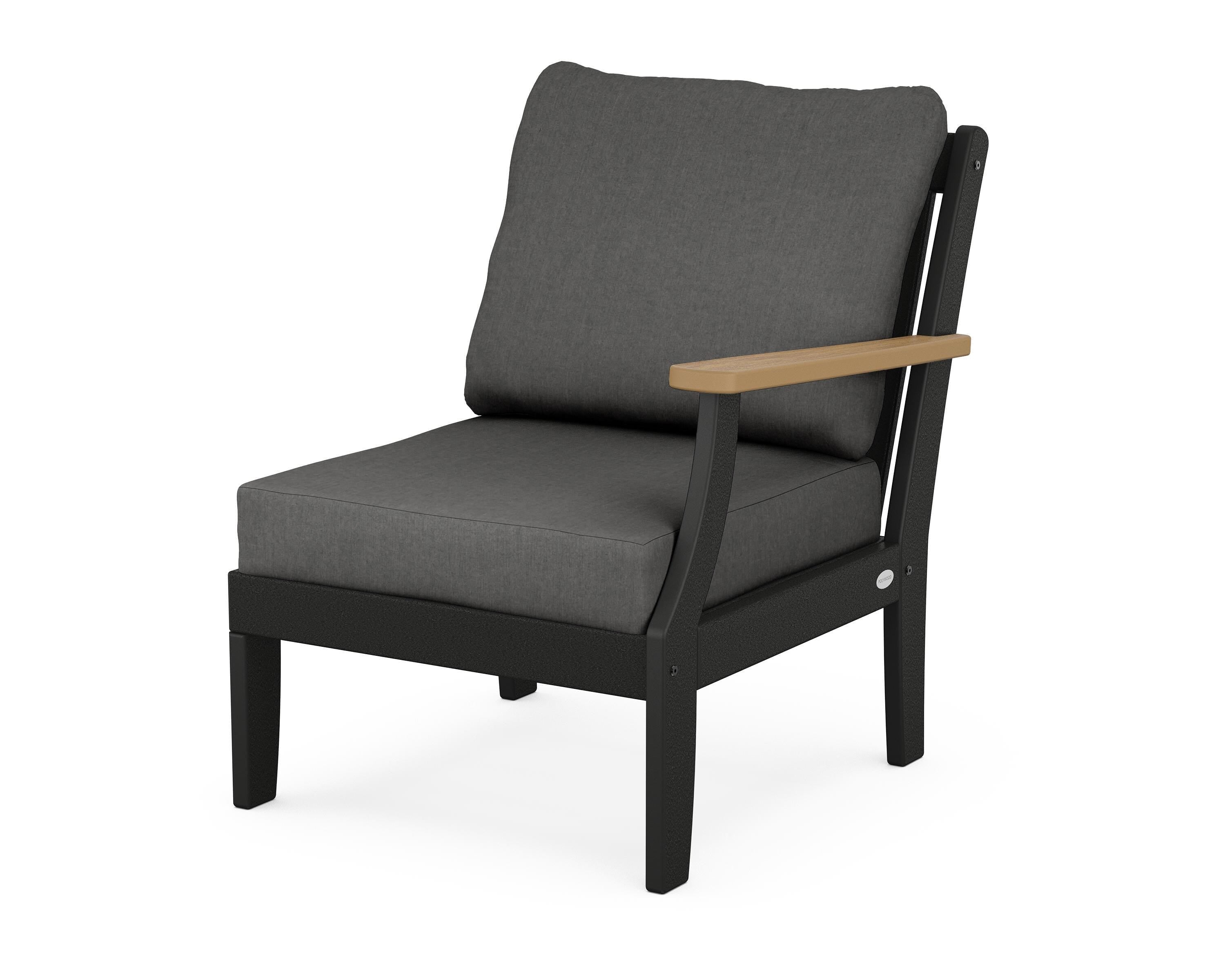 POLYWOOD® Braxton Modular Right Arm Chair in Black / Natural / Spectrum Carbon