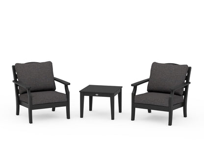 Draper James™ by  POLYWOOD® Savannah 3-Piece Deep Seating Set in Black / Ash Charcoal