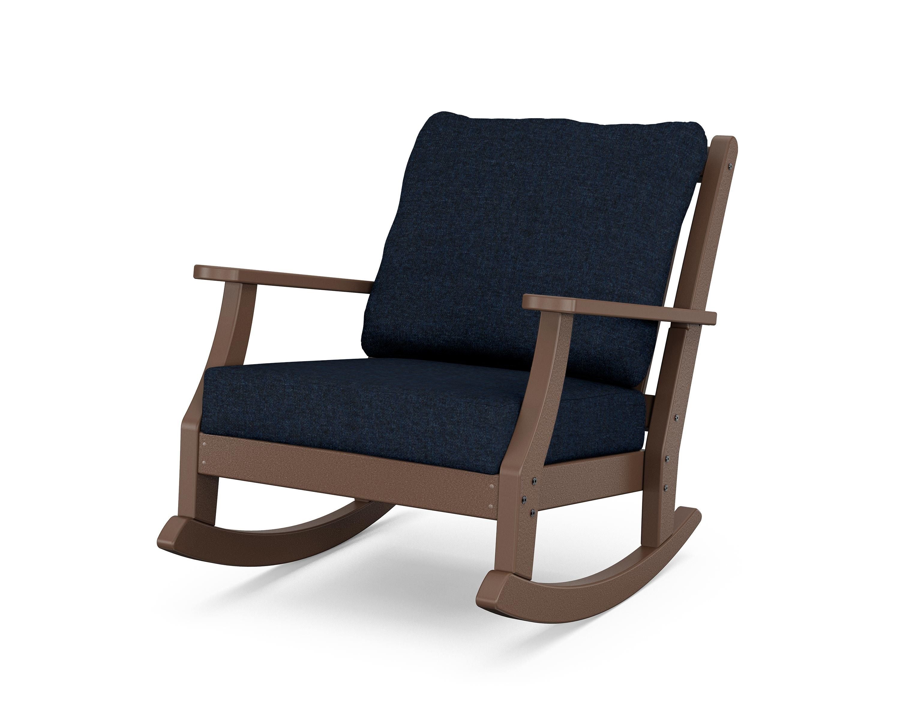 Country Living Wovendale Deep Seating Rocking Chair in Mahogany / Marine Indigo
