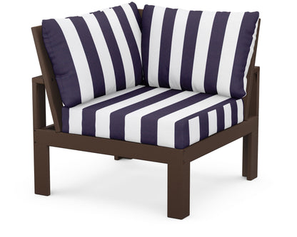 Unbranded Modular Corner Chair in Mahogany / Cabana Stripe Navy