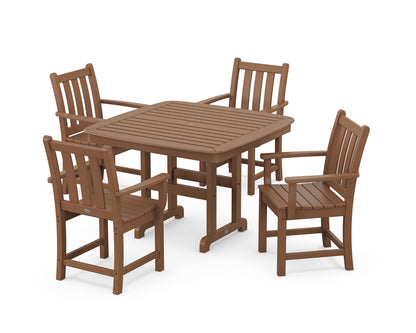 POLYWOOD® Traditional Garden 5-Piece Dining Set with Trestle Legs in Teak