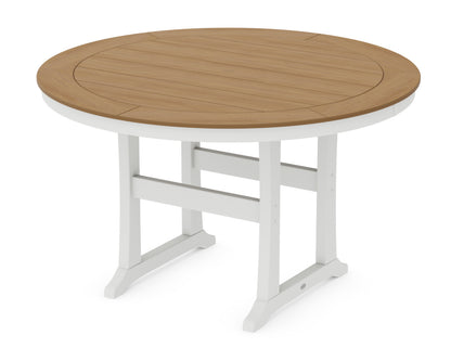 POLYWOOD® Nautical Trestle 60" Round Counter Table in White / Natural