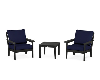 Country Living Cottage 3-Piece Deep Seating Set in Black / Navy