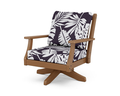 Country Living Wovendale Deep Seating Swivel Chair in Teak / Leaf Navy