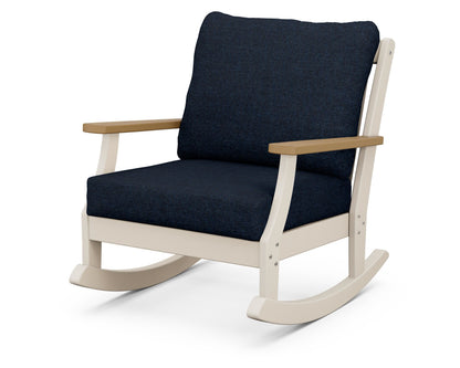 POLYWOOD® Braxton Deep Seating Rocking Chair in Sand / Natural / Marine Indigo