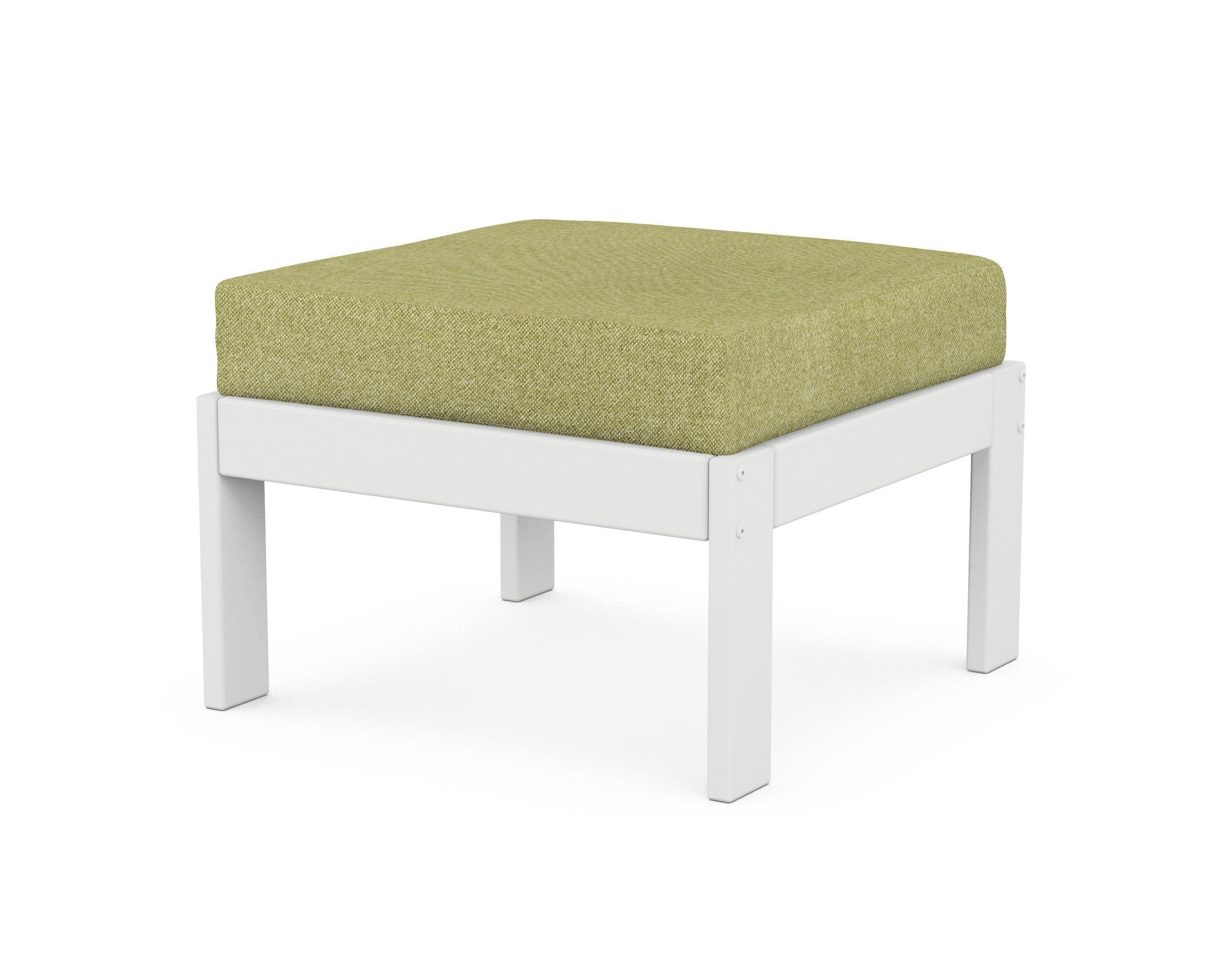 POLYWOOD® Vineyard Modular Ottoman in White / Chartreuse Boucle
