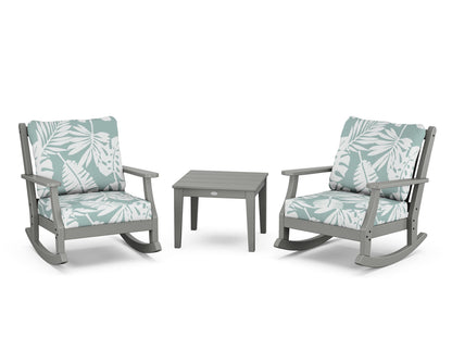 Country Living Wovendale 3-Piece Deep Seating Rocker Set in Slate Grey / Leaf Glacier Spa