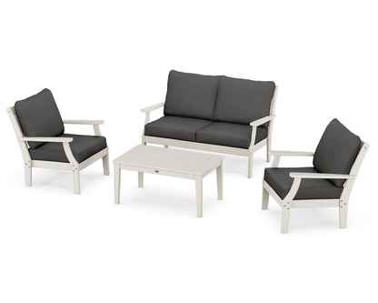 POLYWOOD® Braxton 4-Piece Deep Seating Chair Set in Sand / Spectrum Carbon