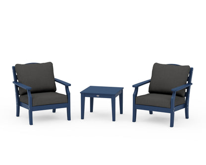 Draper James™ by  POLYWOOD® Savannah 3-Piece Deep Seating Set in Navy / Spectrum Carbon