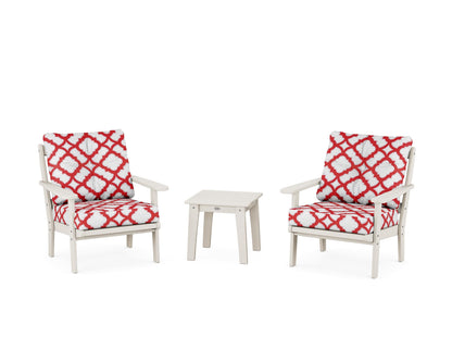 POLYWOOD® Mission 3-Piece Deep Seating Set in Sand / Trellis Crimson