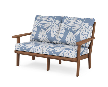 POLYWOOD® Mission Deep Seating Loveseat in Teak / Leaf Sky Blue