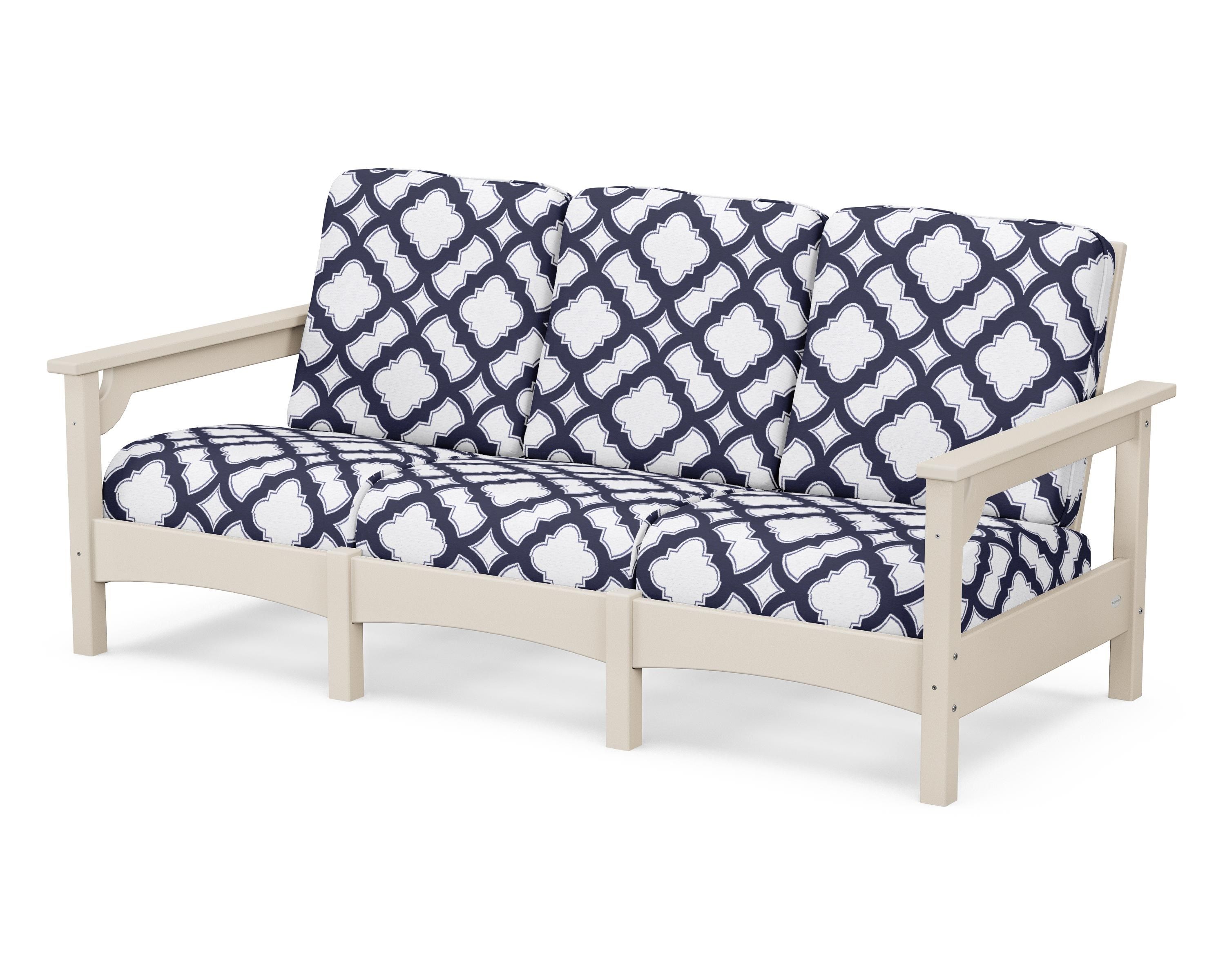 POLYWOOD® Club Sofa in Sand / Trellis Navy