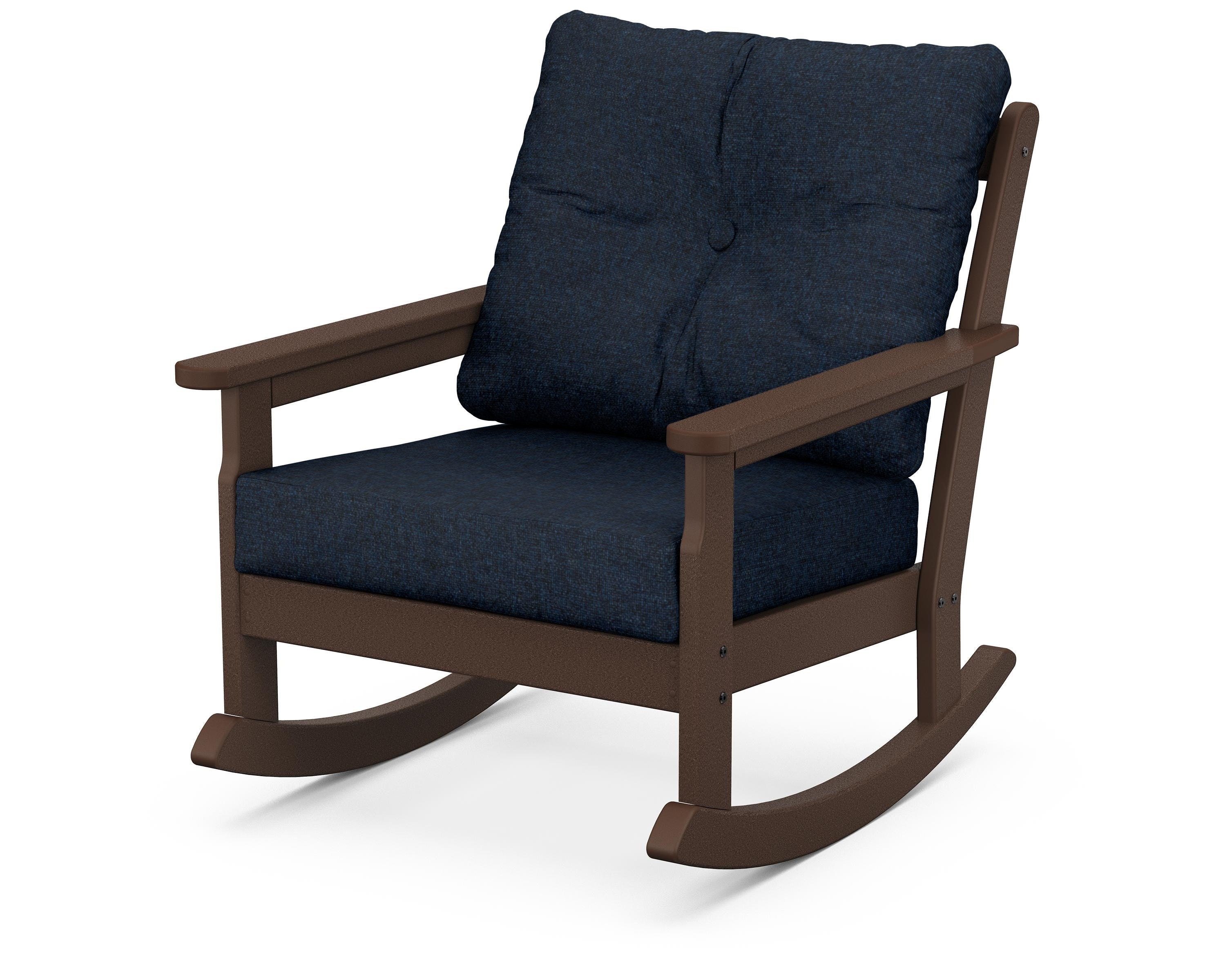 POLYWOOD® Vineyard Deep Seating Rocking Chair in Mahogany / Marine Indigo