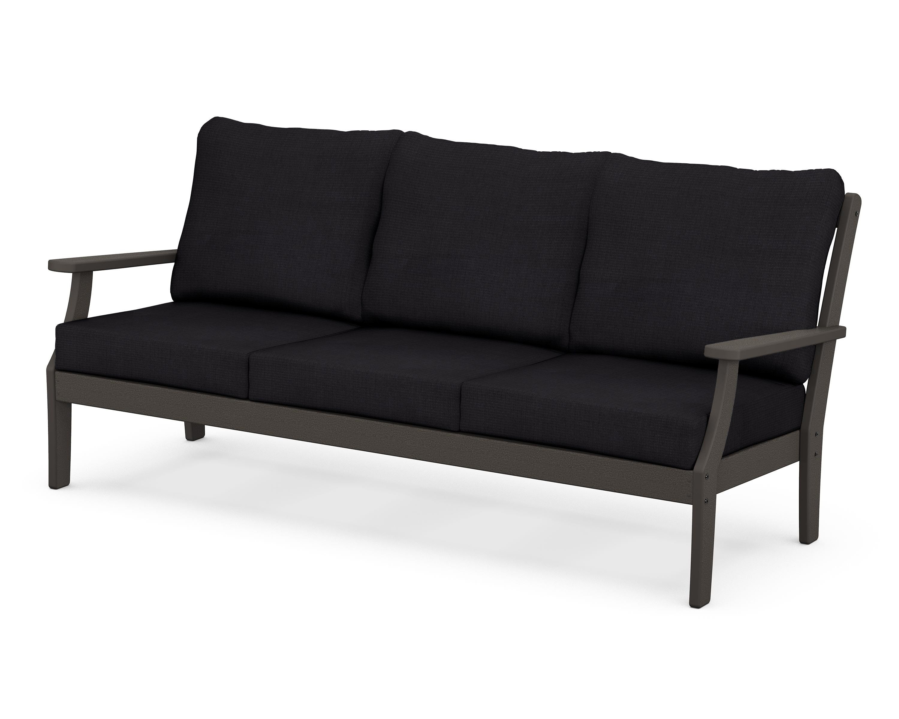 POLYWOOD® Braxton Deep Seating Sofa in Vintage Coffee / Midnight Linen