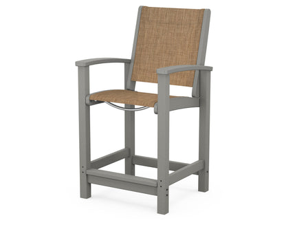 POLYWOOD® Coastal Counter Chair in Slate Grey / Burlap Sling