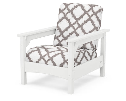 POLYWOOD® Club Chair in White / Trellis Grey Mist