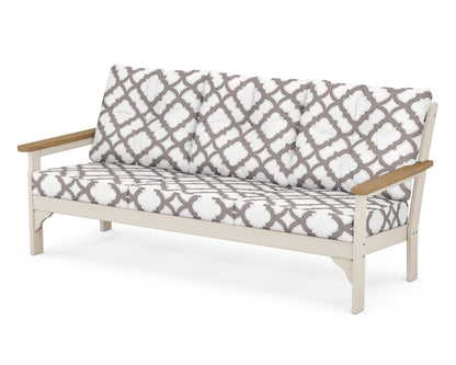 POLYWOOD® Vineyard Deep Seating Sofa in Sand / Natural / Trellis Grey Mist