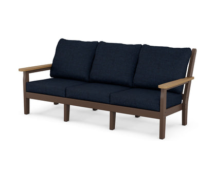 POLYWOOD® Chippendale Deep Seating Sofa in Mahogany / Natural / Marine Indigo