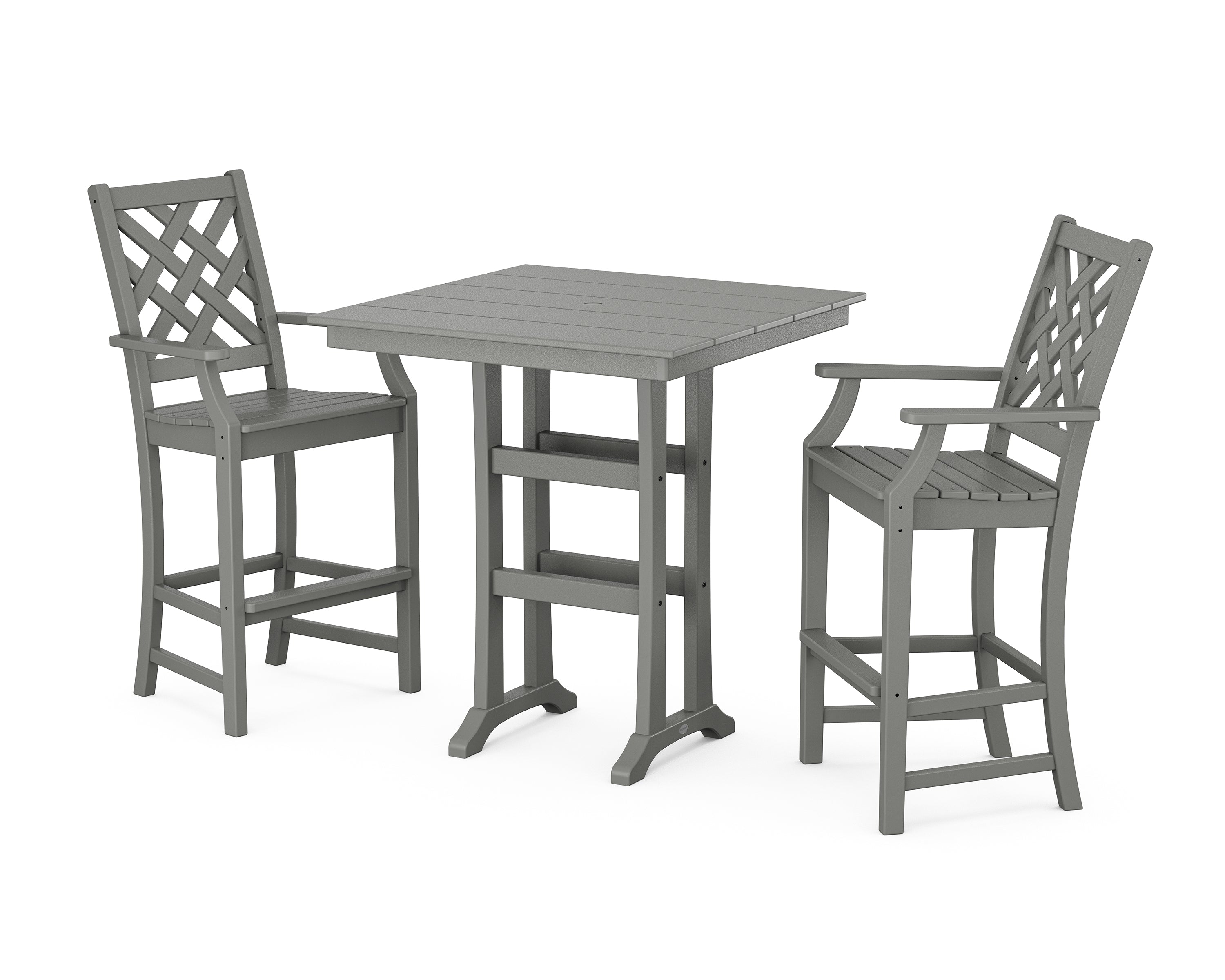 Country Living Wovendale 3-Piece Farmhouse Bar Set with Trestle Legs in Slate Grey