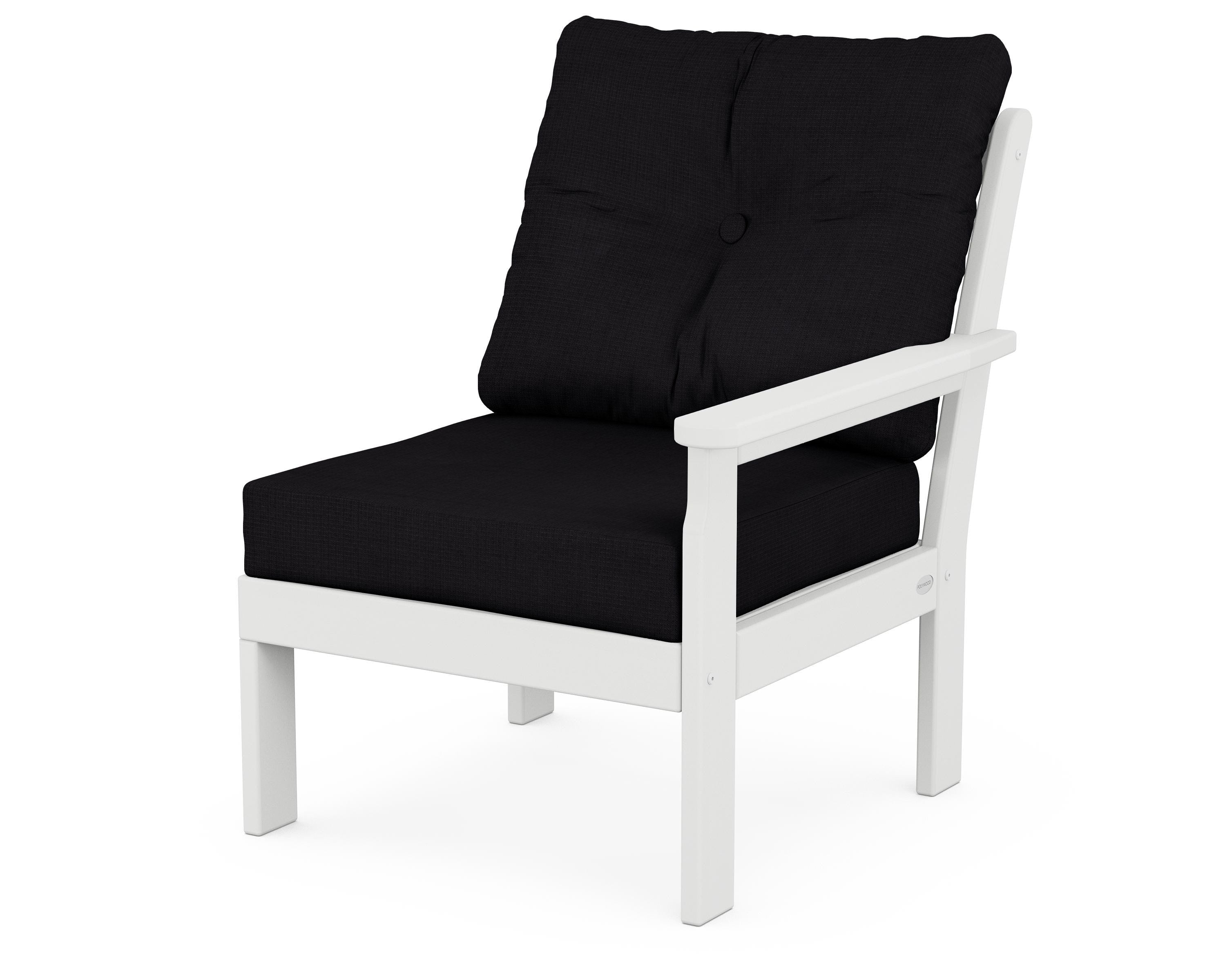 POLYWOOD® Vineyard Modular Right Arm Chair in White / Midnight Linen